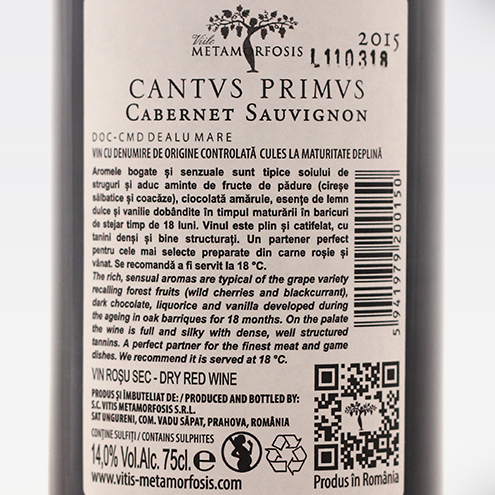 CANTUS PRIMUS CABERNET SAUVIGNON 2015